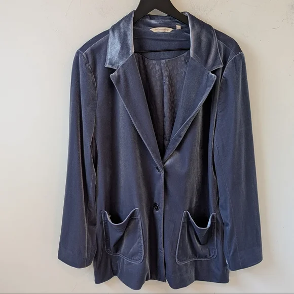 Soft Surroundings Women's Blue Velvet Blazer XL - Picture 1 of 5